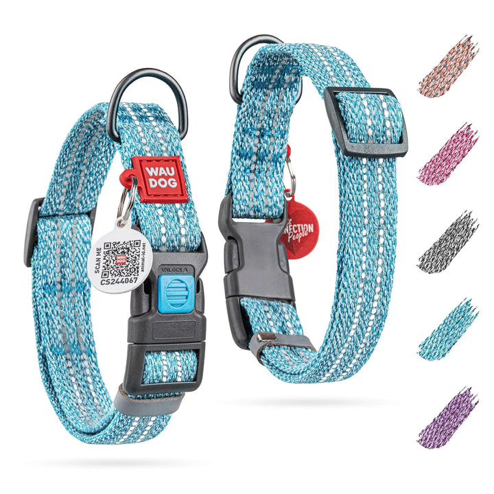 Blue Reflect Eco Cotton Dog Collar - Tawoos Brand