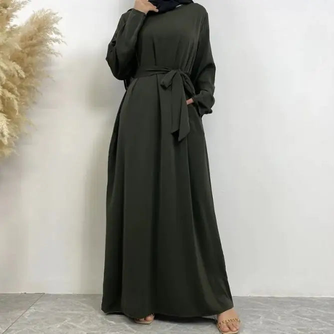 Women's Lace Up Pocket Muslim Dress - Tawoos Brand