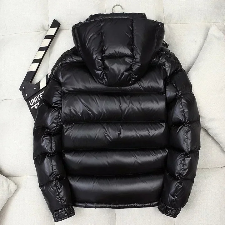 New Winter Men Black Shiny Puffer Jackets Hooded Casual Duck Down Coats High Quality Male Outdoor Windproof Warm Jackets Size 4X - Tawoos Brand