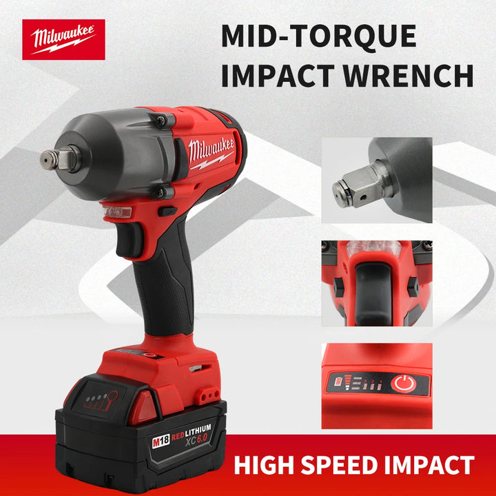 Milwaukee High Torque Impact Professional Wrench Rechargeable 18V Lithium Battery Car Truck Repair Brushless Power Tools - Tawoos Brand