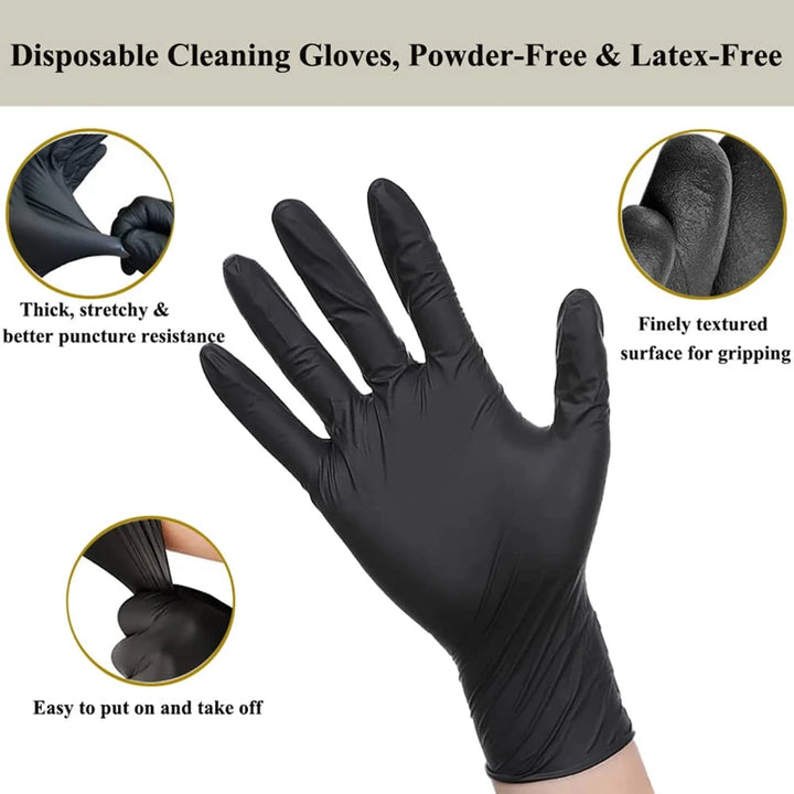 Black Disposable Nitrile Gloves 20/50/100PCS Latex & Powder Free Industrial Gloves for Cooking Household Mechanic Tattoo Working - Tawoos Brand