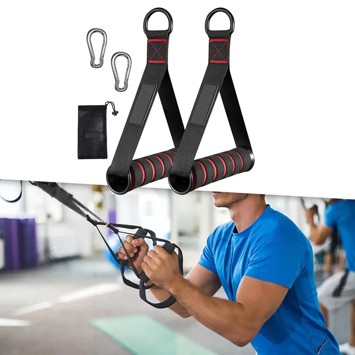 D-Ring Metal Gym Handles Grip Workout Heavy Duty Cable Machine Handle with Hook for Home Resistance Bands Fitness Accessories - Tawoos Brand