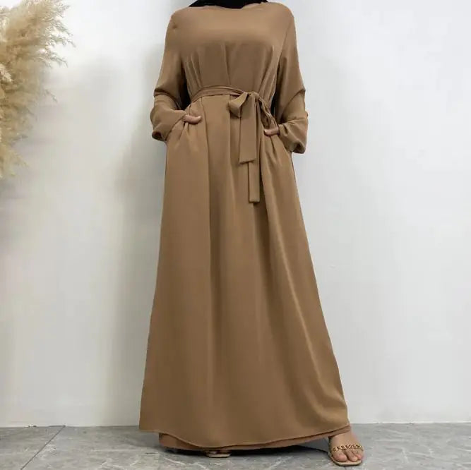 Women's Lace Up Pocket Muslim Dress - Tawoos Brand