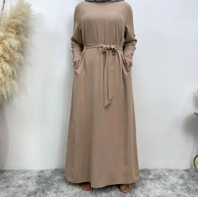 Women's Lace Up Pocket Muslim Dress - Tawoos Brand